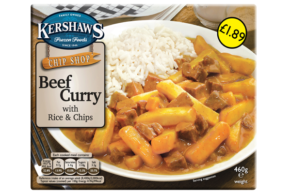 Kershaw's Beef Curry with Rice & Chips