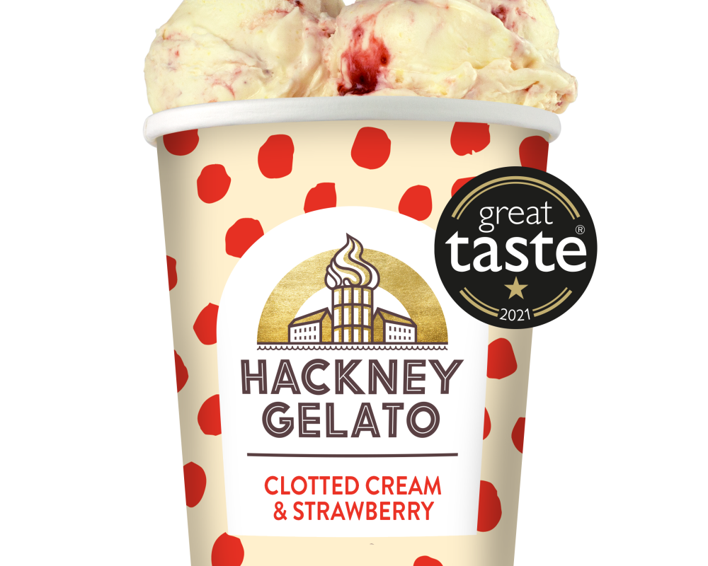 Hackney Gelato Clotted Cream and Strawberry ice cream